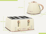 Kettle and Toaster Set, 1.7L 3000W Fast Boil Jug Kettle with Auto Shut Off, 4 Slice Toaster with 7 T3398P342262