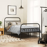 Metal Bed Frame without Mattress with Footboard Black 100x200cm 376613