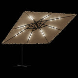 Garden Parasol with with LEDs and Steel Pole Brown 290x290x238 cm 4005088