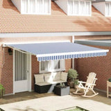 Retractable Awning Blue and White 350 x 250 cm Fabric and Metal 3330195