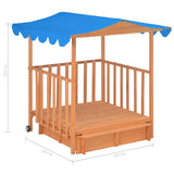 Kids Playhouse with Sandbox Fir Wood Blue UV50 91795