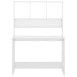 Desk with Shelf High Gloss White 110x45x157 cm Engineered Wood 800393