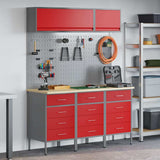 Work Cabinet Set with Drawer with Storage Manual 8 pcs Red 3321439