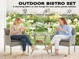 3 Piece Rattan Bistro Set, PE Wicker Garden Furniture Conversation Set with 2 Tier Glass-Top Table, T3398P555146