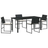 Garden Dining Set 5 pcs Black Powder-Coated Steel 3379331