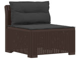 4-Seater Garden Sofa with Cushions Rattan Look PP Brown 3443983