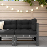 Corner Sofa with Cushions Grey Solid Wood Pine 825655