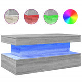 Coffee Table with LED Lights Grey Sonoma 90x50x40 cm 839852