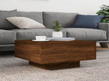 Coffee Table with LED Lights Brown Oak 55x55x31 cm 836580