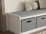 Three-Drawer Shoe Storage Bench, with Padded Top Seat - White T3398P328295