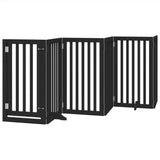 Dog Gate with Door Foldable 6 Panels Black 300 cm Poplar Wood 352255