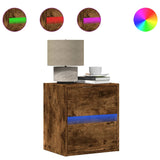 ZNTS Wall-mounted Bedside Cabinets with LED Lights 2 pcs Smoked Oak 3307970