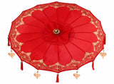 Parasol with Base Red 95 x 95 x 260 cm Cotton and Wood 3356912
