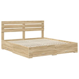 Bed Frame with Drawer with Headboard Manual Engineered Wood 3411616