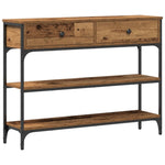 ZNTS Console Table Old Wood 100x25x75 cm Engineered Wood and Steel 863511