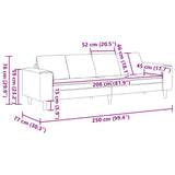 Fabric Sofa with Cushion Blue 208 cm Corduroy fabric 3335103