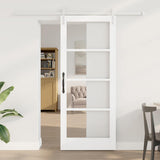 Sliding Door ORKDAL White 83 x 202 cm Solid Pine Wood and Glass 3331914