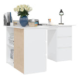 801089 Corner Desk White 145x100x76 cm Engineered Wood