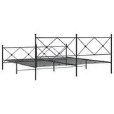 Metal Bed Frame without Mattress with Footboard Black 200x200cm 376527