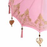 Parasol with Base Pink, Brown 250 cm Cotton, Wood 3356917