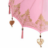 Parasol with Base Pink 95 x 95 x 260 cm Cotton and Wood 3356916