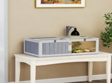 Wooden Tortoise House with Lamp Holder, Clear Windows, Openable Tops, Built-In Tray, Light Grey T3398P425330