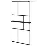 ZNTS Walk-in Shower Wall with Shelf Black 100x195 cm ESG Glass&Aluminium 3185472