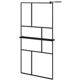 ZNTS Walk-in Shower Wall with Shelf Black 100x195 cm ESG Glass&Aluminium 3185472