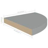 Floating Corner Shelves 4 pcs Grey 35x35x3.8 cm MDF 323924