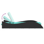 Sun Lounger with Cushion Black 60x205x73 cm Poly Rattan 368286