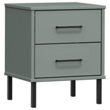 ZNTS Bedside Cabinet with Metal Legs Grey Solid Wood Pine OSLO 350974