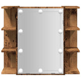 ZNTS Mirror Cabinet with LED Old Wood 70x16.5x60 cm 857003