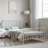 Metal Bed Frame without Mattress with Footboard White 100x200cm 374499