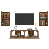 ZNTS 4 Piece TV Cabinet Set Smoked Oak Engineered Wood 3120206