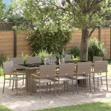 Garden Dining Set 11 pcs Grey Poly Rattan 3365418