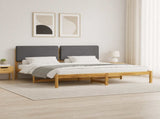 Bed Frame with Upholstered Headboard Whitewash and Light Grey 3405055