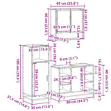 ZNTS 3 Piece Bathroom Furniture Set Smoked Oak Engineered Wood 3301002