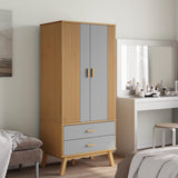Wardrobe OLDEN Grey and Brown 76.5x53x172 cm Solid Wood Pine 358595