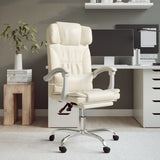 Reclining Office Chair Cream Faux Leather 349736
