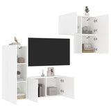 4 Piece TV Wall Units White Engineered Wood 3216428