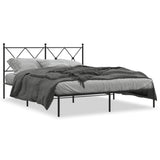 Metal Bed Frame without Mattress with Headboard Black 150x200cm 376504