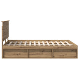 Bed Frame Artisian Oak 140 x 200 cm Solid Pine Wood 3411009