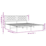 Metal Bed Frame without Mattress with Headboard White 183x213cm 374491