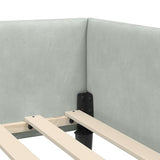 Corner Bed Frame Light Grey 90 cm x 190 cm Velvet 42016144