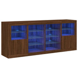 Sideboard with LED Lights Brown Oak 163x37x67 cm 3209099