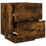 Bedside Cabinet with LED Lights Smoked Oak Engineered Wood 836743