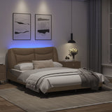 ZNTS Bed Frame with LED Lights Cappuccino 140x190 cm Faux Leather 3213931
