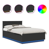 Bed Frame with Headboard Black 135 x 190 cm Engineered Wood 3408083