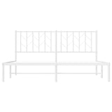 Metal Bed Frame without Mattress with Headboard White 160x200cm 374489