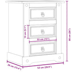 ZNTS Bedside Cabinet Corona 53x39x66 cm Solid Wood Pine 4005659